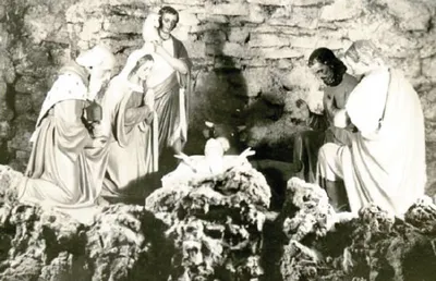 Nativity grotto in the 1940s. Source: Communities of the Word, the Conesus Story: 1924-1984