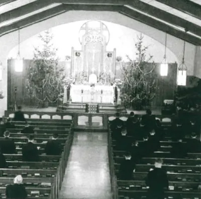 Interior of modern chapel, Christmas time. Source: Communities of the Word, the Conesus Story: 1924-1984