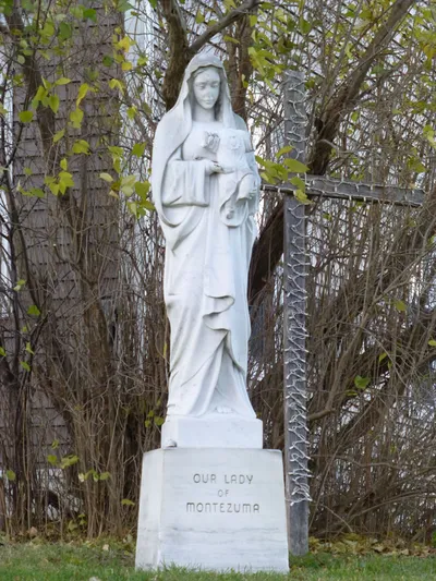 Our Lady of Montezuma statue outside of a home down the street from the church. I assume this statue was once on the church property.