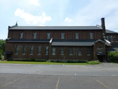 Right side of the church.