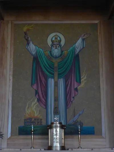 St. Patrick painting atop high altar.