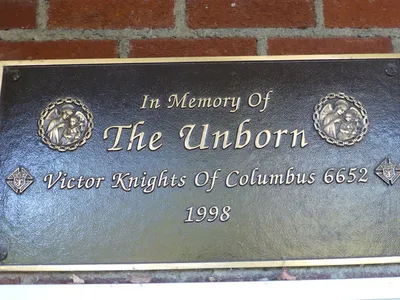 Memorial plaque to the unborn.