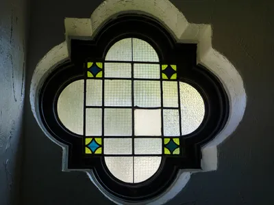 Stained glass in narthex.