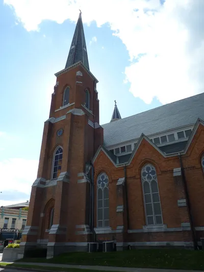 Bell tower on right side.