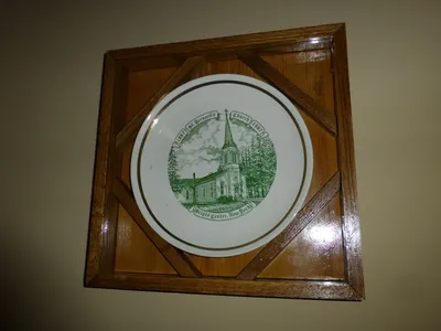 Memorial plate from former St. Bernard's church in Scipio Center.