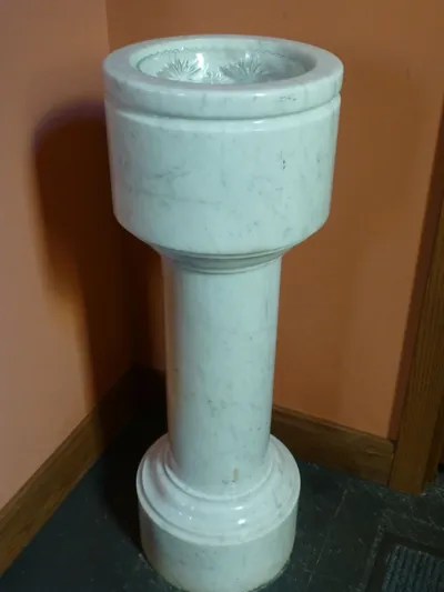 Holy water font.