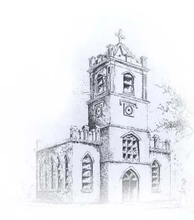 Illustration of former church, 1825.