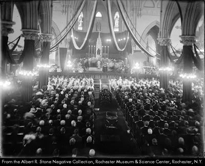Bishop McQuaid funeral Mass, 1909. Source: Albert R. Stone Negative Collection
