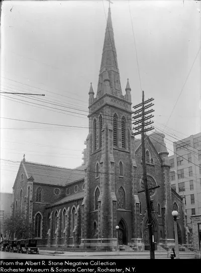 Exterior of Cathedral, 1923. Source: Albert R. Stone Negative Collection