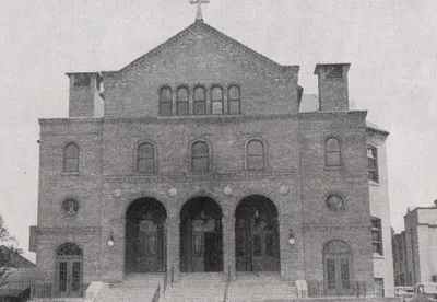 St. Patrick church, 1939. Following the sale of the Cathedral in 1937 to Eastman Kodak Co., the parish worshipped in the former school (pictured above after it was converted to a church) at 454 North Plymouth. This church closed in the 1970s.