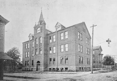 Cathedral hall and school, 1892. Source: Roman Catholic Institutions of the City of Rochester, N.Y.