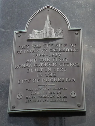 Memorial plaque on the Eastman Kodak building (facing Frontier Field)