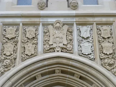 Reliefs above main entrance.