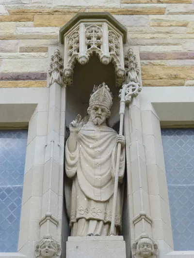 Statue of St. Patrick above main entrance.