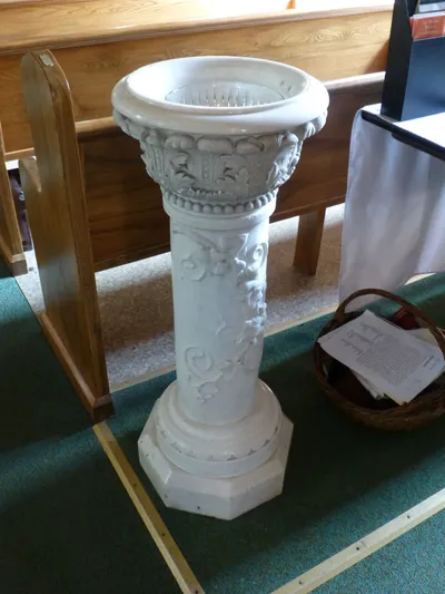 Holy water font.
