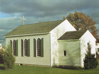 Photograph of old church, now at the Genesee Country Village Museum. Source: Genesee Country Museum: Scenes of Town & Country in the 19th Century