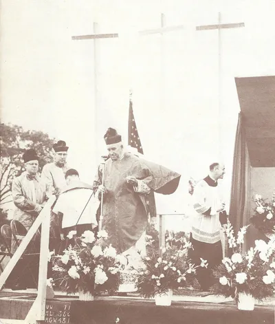 Blessing of the site for the first St. Pius X church by Bp. Kearney, Mar. 1955. Source: The Story of Ten Years - St. Pius X Church 1954-1964