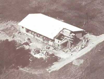 Construction of first church, late 1950s. Source: The Story of Ten Years - St. Pius X Church 1954-1964
