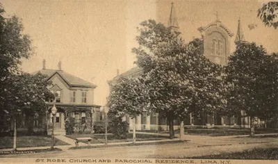Old postcard of church and rectory, undated.