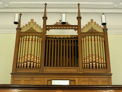 Pipe organ in choir loft.