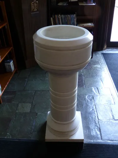 Holy water font.