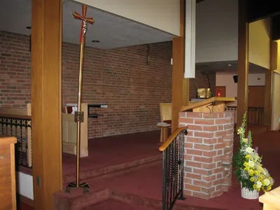 Pulpit and processional crucifix.