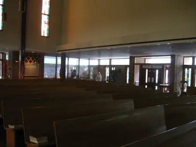 Back left corner.