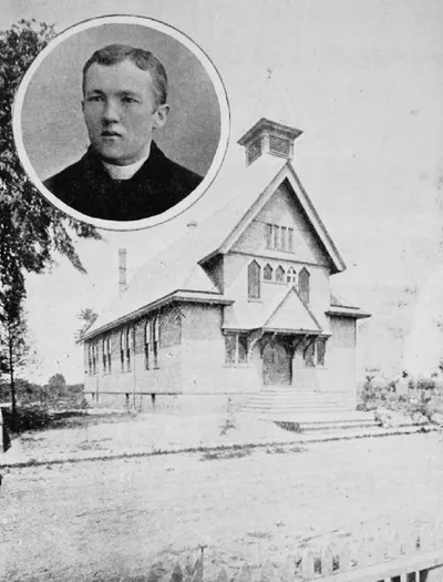 Photograph of original church, 1892. Source: Roman Catholic Institutions of the City of Rochester, N.Y.