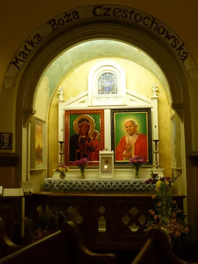 Shrine to St. John Paul II and Our Lady of Czestochowa.