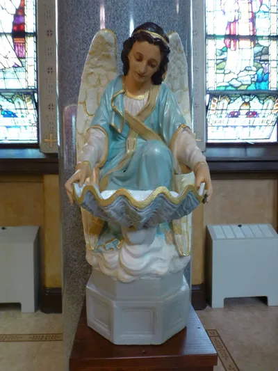 Angel holy water font.