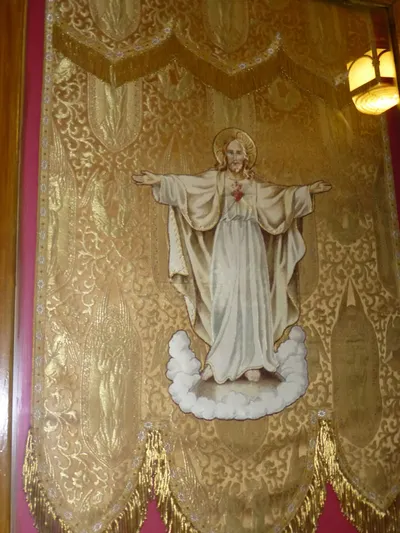 Banner in narthex.