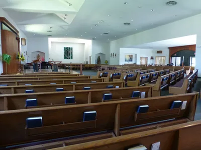 Seating seen from far left side.