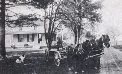 Michael Kenney homestead at Lyell Rd and Spencerport Rd. Masses were held here from July 4, 1924 until the first church construction was completed on Oct. 25, 1925. Source: St. Theodore Church (1975 self-titled history book)