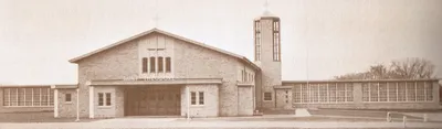 Present church before 1990s renovation, 1963. Source: From the Wilderness: Town of Gates Sesquicentennial, 1813-1963