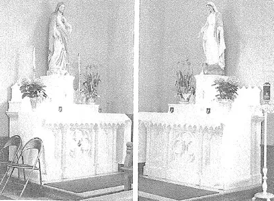 The two side altars, 1956. Source: One Hundred Years in God's Service (parish history)