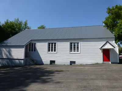 Left side seen from parking lot.