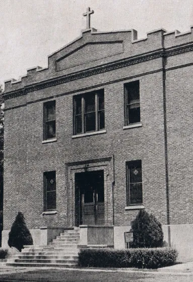 Exterior of former church/school, 1939. Source: Catholic Courier Golden Jubilee Edition: 1889-1939