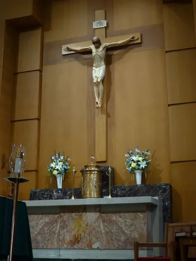 High altar and crucifix.
