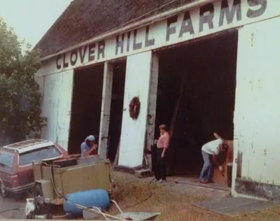 Parishioners converting the barn into a church.